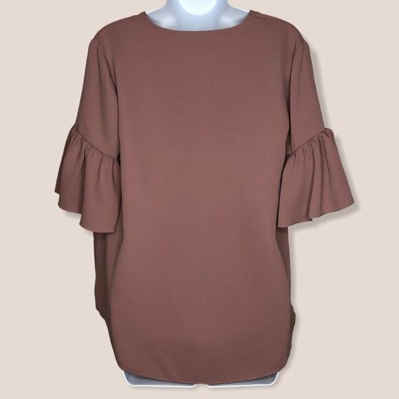 Catherine Malandrino Mauve Blush Top Ruffle Sleeve Women's size Small - Picture 3 of 8